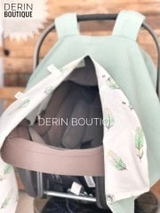 Yeşil tüy Koyu Yeşil Dama Çift Yönlü Puset Örtüsü