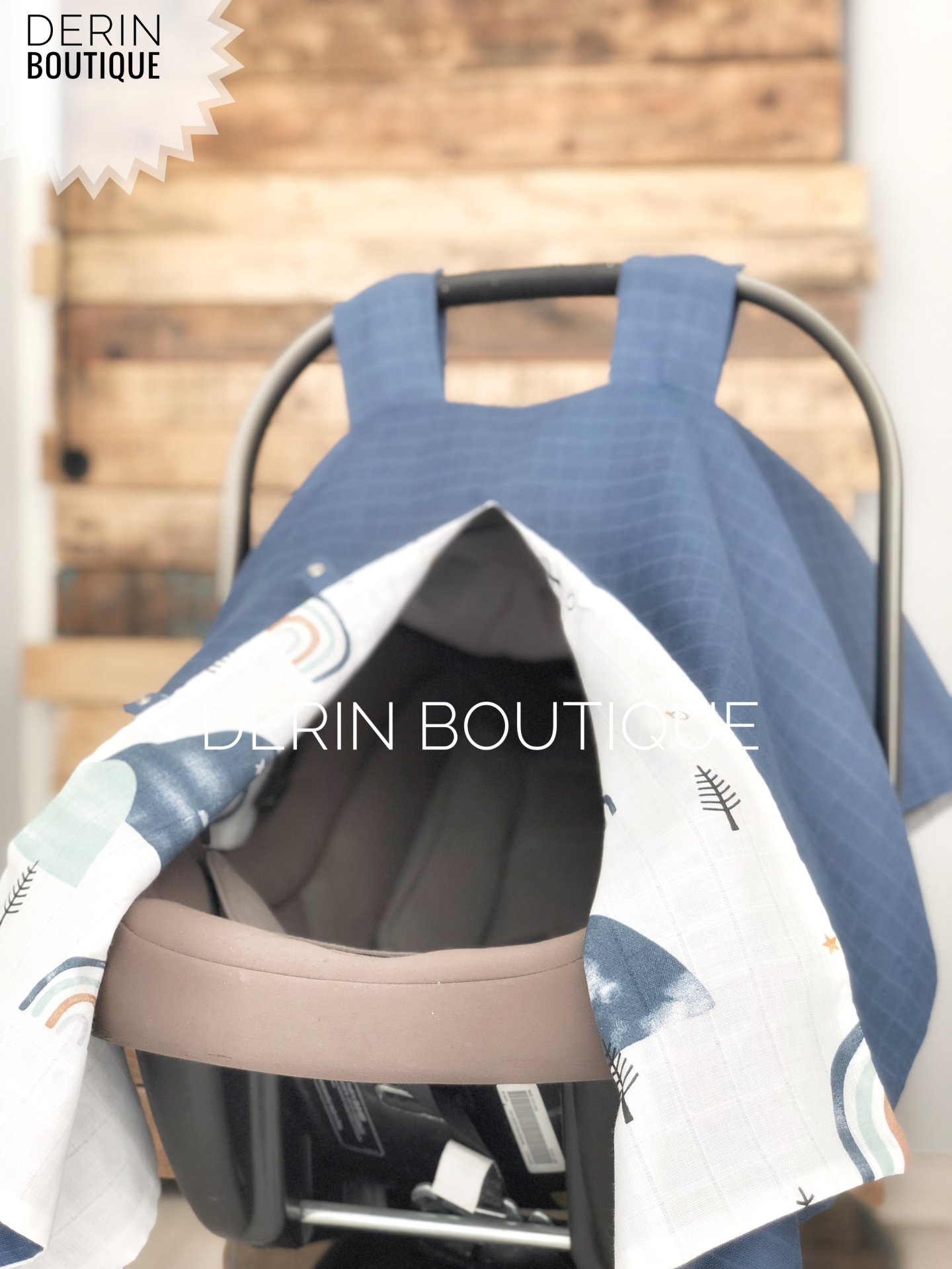 İndigo dağ gökkuşak müslin çift yönlü  puset örtüsü