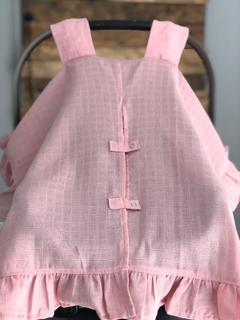 Pembe Fırfırlı Müslin Puset Örtüsü