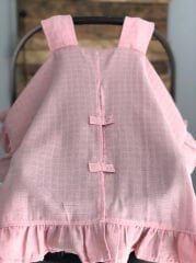 Pembe Fırfırlı Müslin Puset Örtüsü