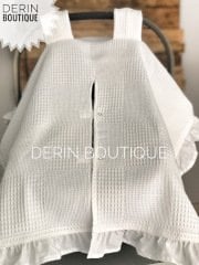 Beyaz Dama Pike Fırfırlı Puset Örtüsü