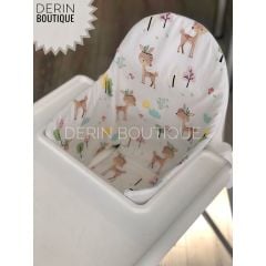 Taçlı Ceylan Desenli Poplin Mama Sandalyesi Minderi