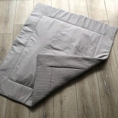Gri Poplin Gri Örgü Yorgan & Oyun Matı