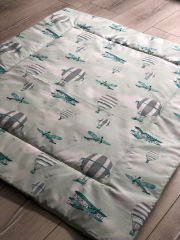 Uçan Balon Poplin Gri Minky Yorgan & Oyun Matı