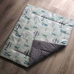 Uçan Balon Poplin Gri Minky Yorgan & Oyun Matı