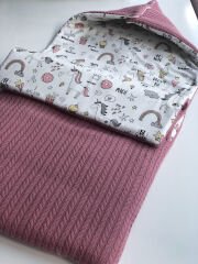 Unicorn Poplin Gül Kurusu Örgü Pike Şapkalı Kundak