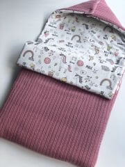Unicorn Poplin Gül Kurusu Örgü Pike Şapkalı Kundak