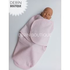 Pembe Dama Tavşan Poplin Yarım Kundak