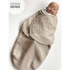 Bej Örgü Beyaz Minky Yarım Kundak