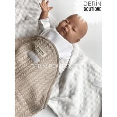 Bej Örgü Beyaz Minky Yarım Kundak