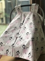 Prenses Poplin Pembe Dama Pikeli Çift Yön Puset Örtüsü