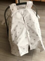 Gümüş Mickey Çift Kat Poplin Puset Örtüsü ve minder seti