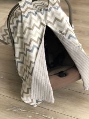 Çizgili Poplin Gri Örgü Pike Çift Yön Puset Örtüsü