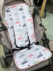 Bulutlu Poplin Bebek Arabası Minderi