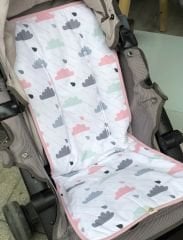 Bulutlu Poplin Bebek Arabası Minderi