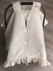 Krem Müslin Çift Katlı Fırfırlı Puset Örtüsü