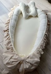 Bej Poplin Krem Poplin Fırfırlı Babynest