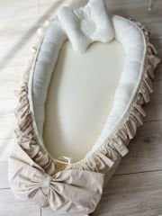 Bej Poplin Krem Poplin Fırfırlı Babynest