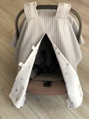 Gri Örgü Gümüş Mickey Poplin Çift Yönlü Puset Örtüsü