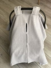 Gri Örgü Gümüş Mickey Poplin Çift Yönlü Puset Örtüsü