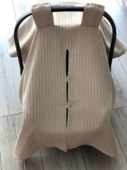 Bej Örgü Koala Müslin Çift Yönlü Puset Örtüsü