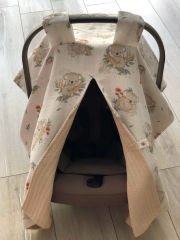 Bej Örgü Koala Müslin Çift Yönlü Puset Örtüsü