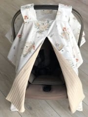 Bej Örgü Koala Poplin Çift Yönlü Puset Örtüsü