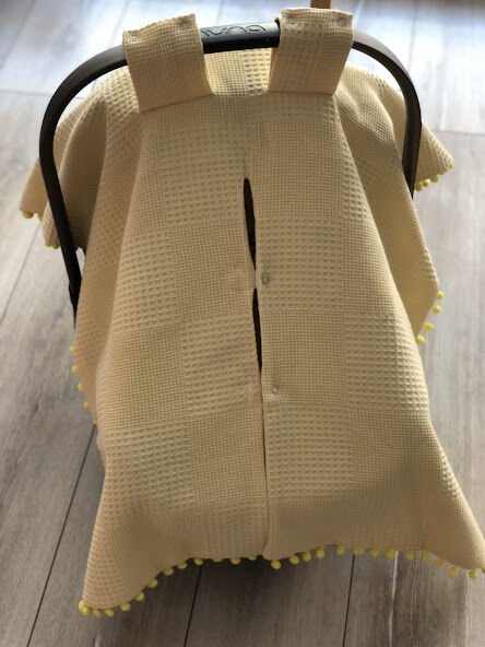 Sarı Dama Ceylan Müslin Sarı Ponponlu Çift Yönlü Puset Örtüsü