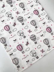 Pembe Uçan Balon Müslin Tek Kat Örtü