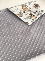 Gri Minky Tavşanlı Ceylan Poplin Yastık Kılıflı Pike