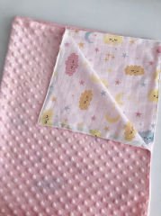Pembe Minky Pembe Bulut Müslin Yastık Kılıflı Pike