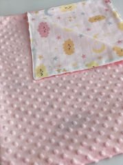 Pembe Minky Pembe Bulut Müslin Yastık Kılıflı Pike