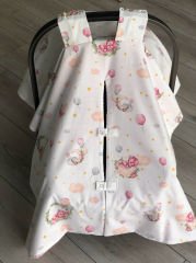 Pudra Örgü Pembe Unicorn Poplin Çift Yönlü Puset Örtüsü