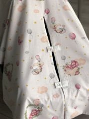 Pudra Örgü Pembe Unicorn Poplin Çift Yönlü Puset Örtüsü