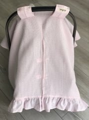 Pembe Dama Pike Pembe Fırfırlı Puset Örtüsü