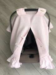Pembe Dama Pike Pembe Fırfırlı Puset Örtüsü