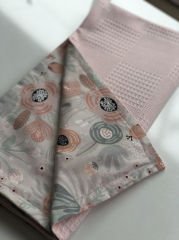 Pudra Dama Haşhaş Çiçekler Poplin Çift Katlı Pike