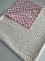 Krem Örgü Pembe Zigzag Poplin Pike