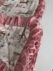 Pudra Dama Pudra Orman Poplin Pudra Poplin Fırfırlı Pike Takımı