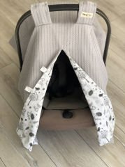 Gri Örgü Tilki Poplin Çift Yönlü Puset Örtüsü