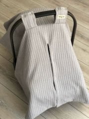 Gri Örgü Tilki Poplin Çift Yönlü Puset Örtüsü