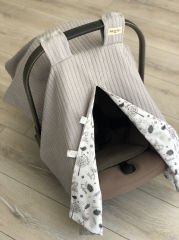 Gri Örgü Tilki Poplin Çift Yönlü Puset Örtüsü