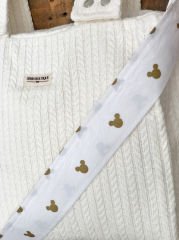 Krem Örgü Gold Mickey Poplin Anne-Bebek Bakım Çantası