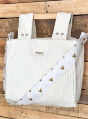Krem Örgü Gold Mickey Poplin Anne-Bebek Bakım Çantası