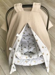 Bej Örgü Gold Mickey Poplin 3 lü Puset Seti