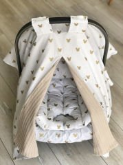 Bej Örgü Gold Mickey Poplin 3 lü Puset Seti