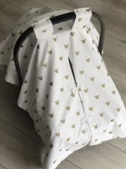 Krem Örgü Gold Mickey Desenli Çift Yönlü Kullanımlı Puset Örtüsü