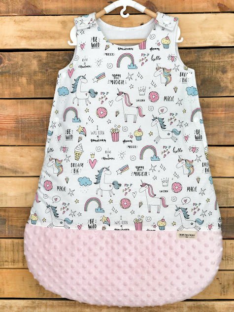 Unicorn Poplin Pembe Minky Uyku Tulumu