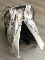 Krem Örgü Zürafa Desenli Çift Yönlü Kullanımlı Puset Örtüsü