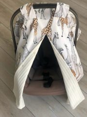 Krem Örgü Zürafa Desenli Çift Yönlü Kullanımlı Puset Örtüsü